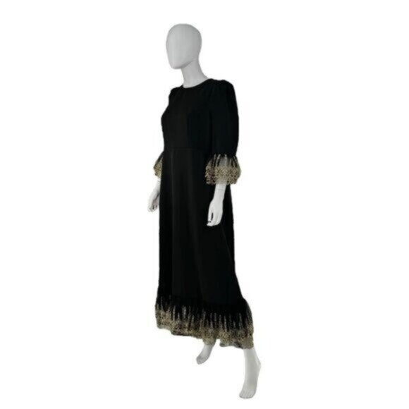 Pomander Place NEW Black Lillith Gold Lace Formal Maxi Dress Size L - Picture 7 of 12
